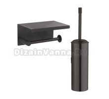 Набор Держатель Boheme Uno 10971-B black с полкой для телефона + Ершик 10984-B black