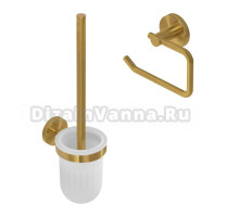 Набор Держатель Cezares Relax PH1-BORO брашированное золото + Ершик TBS-V-BORO брашированное золото