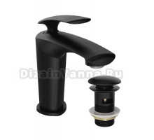 Смеситель для раковины STWORKI Гётеборг S03010BK + донный клапан SW-001BK матовый черный