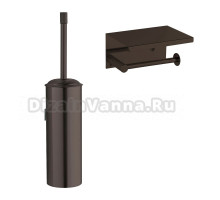 Набор Держатель Boheme Uno 10971-SGM shine gun metal с полкой для телефона + Ершик 10984-GM gun metal