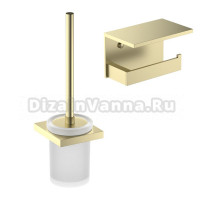 Набор Держатель Timo Petruma 15243/17 с полкой для телефона, матовое золото + Ершик 15261/17 матовое золото