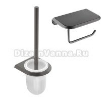 Набор Держатель Cezares Liner PHM-GM с полкой для телефона, оружейная сталь + Ершик TBS-V-GM оружейная сталь