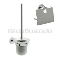 Набор Держатель Fixsen Comfort Chrome FX-85010 с крышкой, хром + Ершик FX-85013 хром