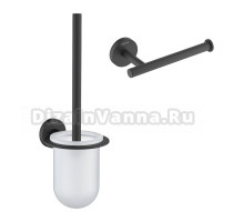 Набор Держатель AQUATEK Оберон AQ4208MB матовый черный + Ершик AQ4210MB матовый черный