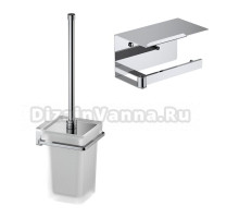 Набор Держатель AQUATEK Либра AQ4929CR с полкой для телефона, хром + Ершик AQ4310CR хром