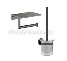 Набор Держатель Timo Saona 13043/18 с полкой для телефона, черное золото + Ершик 13061/03 черный