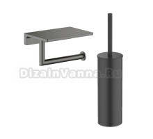 Набор Держатель Timo Saona 13043/18 с полкой для телефона, черное золото + Ершик 13161/03 черный