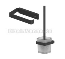 Набор Держатель WHITECROSS Cubo CU2460BL черный матовый + Ершик CU2470BL черный матовый