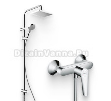 Душевой комплект Смеситель для душа Hansgrohe Logis E 71602000 + Стойка Vernis Shape 26282000 Showerpipe 230 1jet Reno хром