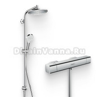 Душевой комплект Термостат Hansgrohe Ecostat E 15773000 для душа + Стойка Crometta S 240 1jet Showerpipe Rеno 27270000 EcoSmart