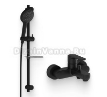 Душевой комплект Смеситель VitrA Root Round A4272536EXP черный + Гарнитур Bliss A4574336EXP черный матовый