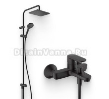 Душевой комплект Смеситель Hansgrohe Vernis Blend 71440670 черный + Стойка Vernis Shape 26289670 Showerpipe 230 1jet Reno EcoSmart, черный