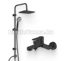 Душевой комплект Смеситель Aquanet Passion AF300-20B черный + Стойка AF300-70-RC-B черная