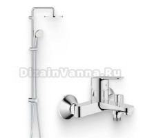 Душевой комплект Смеситель Grohe BauEdge 23334000 + Стойка New Tempesta Rustic 26452001