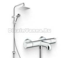 Душевой комплект Термостат Hansgrohe Ecostat 1001 CL ВМ 13201000 для ванны с душем + Стойка Vernis Shape 26282000 Showerpipe 230 1jet Reno хром