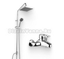 Душевой комплект Смеситель Bravat Loop F6124182CP-01 + Стойка Fit D283CP-2A-RUS