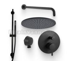 Душевой комплект Смеситель Paffoni Light LIG015NO С ВНУТРЕННЕЙ ЧАСТЬЮ + Гарнитур Life ZSAL135NO + Подключение Lusso ZACC130NO + Душ Master ZSOF074NO черный матовый + Кронштейн ZSOF034NO черный матовый