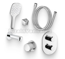 Душевой комплект Термостат Ravak Chrome CR 063.00 С ВНУТРЕННЕЙ ЧАСТЬЮ для ванны с душем + Гарнитур 907.00 + Подключение 701.00 + Излив Grohe Eurosmart Cosmopolitan 13261000 для ванны