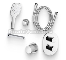 Душевой комплект Термостат Ravak Chrome CR 063.00 С ВНУТРЕННЕЙ ЧАСТЬЮ для ванны с душем + Гарнитур 907.00 + Подключение 701.00 + Излив CR 027.00 для ванны