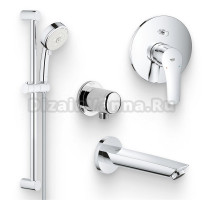 Душевой комплект Смеситель Grohe Eurosmart 33305003 С ВНУТРЕННЕЙ ЧАСТЬЮ + Гарнитур Tempesta Cosmopolitan 27579002 + Подключение Relexa Plus Relexa plus 28671000 + Излив 13448003 для ванны, хром