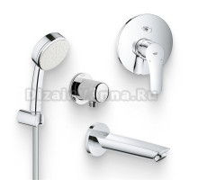 Душевой комплект Смеситель Grohe Eurosmart 33305003 С ВНУТРЕННЕЙ ЧАСТЬЮ + Гарнитур Tempesta Cosmopolitan 26084002 + Подключение Relexa Plus Relexa plus 28671000 + Излив 13448003 для ванны, хром