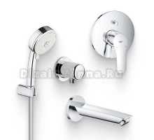 Душевой комплект Смеситель Grohe Eurosmart 33305003 С ВНУТРЕННЕЙ ЧАСТЬЮ + Гарнитур Tempesta Cosmopolitan 27588002 + Подключение Relexa Plus Relexa plus 28671000 + Излив 13448003 для ванны, хром