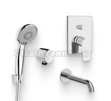Душевой комплект Смеситель Aquanet Static AF330-51C С ВНУТРЕННЕЙ ЧАСТЬЮ + Душевая лейка AF000-07C + Подключение AF000-11C хром + Излив AF330-98C для ванны, хром