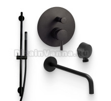 Душевой комплект Смеситель Paffoni Light LIG015NO С ВНУТРЕННЕЙ ЧАСТЬЮ + Гарнитур Life ZSAL135NO + Подключение Lusso ZACC130NO + Излив ZBOC045NO