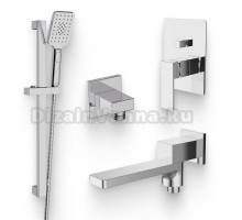 Душевой комплект Смеситель BelBagno Romano VDI-CRM + Гарнитур Wasserkraft A145 + Подключение Arlie ARL-PG-CRM + Излив ROM BCA CRM для ванны с душем