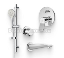 Душевой комплект Смеситель AM.PM X-Joy F85A45000 с внутренней частью + Гарнитур Like F0180064 + Подключение F0600E00 + Излив F8070000 для ванны