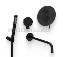 Душевой комплект Смеситель Paffoni Light LIG018NO С ВНУТРЕННЕЙ ЧАСТЬЮ + Гарнитур Birillo ZDUP036NO черный матовый + Подключение IDDIS Built-in Shower Accessories 004BL00i62 черное + Излив ZBOC045NO