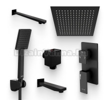 Душевой комплект Смеситель Wasserkraft Abens 2071 С ВНУТРЕННЕЙ ЧАСТЬЮ + Гарнитур Swedbe Hermes 5136B черный матовый + Подключение Glan A178 + Душ A162 + Кронштейн A219 + Излив A220 для ванны