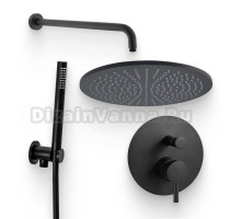 Душевой комплект Смеситель Paffoni Light LIG015NO С ВНУТРЕННЕЙ ЧАСТЬЮ + Гарнитур Master ZDUP094NO + Душ ZSOF074NO черный матовый + Кронштейн Lusso ZSOF034NO черный матовый
