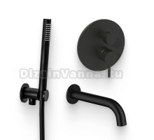 Душевой комплект Смеситель Paffoni Light LIG018NO С ВНУТРЕННЕЙ ЧАСТЬЮ + Гарнитур Master ZDUP094NO + Излив Allen Brau Priority 5.31018-31 чёрный матовый