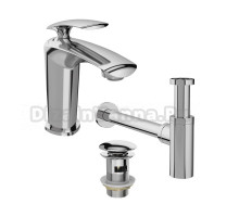 Комплект Смеситель STWORKI Гётеборг S03010CR хром + Сифон SD-001CR хром + Донный клапан SW-001CR хром