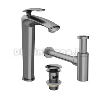 Комплект Смеситель STWORKI Гётеборг S03020GB вороненая сталь + Сифон SD-001GB вороненая сталь + Донный клапан SW-001GB вороненая сталь