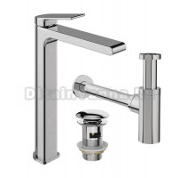 Комплект Смеситель STWORKI Ольборг S20020CR хром + Сифон SD-001CR хром + Донный клапан SW-001CR хром