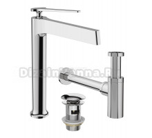 Комплект Смеситель STWORKI Аулум S06020CR хром + Сифон SD-001CR хром + Донный клапан SW-001CR хром