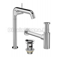 Комплект Смеситель STWORKI Лунд S25025CR хром + Сифон SD-001CR хром + Донный клапан SW-001CR хром