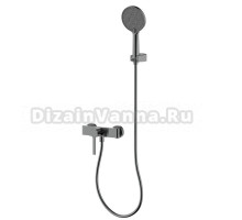 Смеситель для душа с душевым гарнитуром, метал Gun metal, AQUAme Asti AQM6413GM