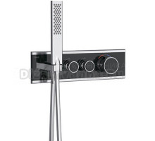 Термостатический смеситель встраиваемый Teska Shine С ВНУТРЕННЕЙ ЧАСТЬЮ, черное стекло