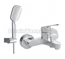 Душевой комплект MEGA Смеситель для ванны с душем MEGA Delta MG-SRN100 хром + Душевой гарнитур Teska Veno SF5110B хром, белый