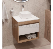 Тумба с раковиной Teymi Ritta 55 дуб эврика, матовая белая, раковина Helmi Mini 24