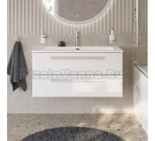 Тумба с раковиной Cezares Eco Cer-N 100 bianco lucido, раковина Eco 100, ручки сатин