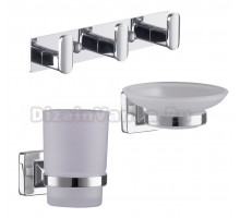 Набор Мыльница Fashun A26 A2602 хром + Стакан A2606 хром + Крючок A2615-3 хром