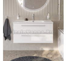 Тумба с раковиной Cezares Eco Cer-N 100 bianco lucido, раковина Duet 100, ручки сатин