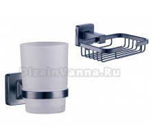 Набор Мыльница Fashun A26 A2602-1-17 графит + Стакан A26-17 A2606-17 графит