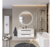 Мебель для ванной комнаты Cezares Eco Cer-N 100 bianco opaco, раковина Eco 100, ручки матовые черные