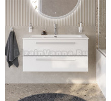 Тумба с раковиной Cezares Eco Cer-N 100 bianco opaco, раковина Eco 100, ручки сатин