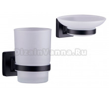 Набор Мыльница Fashun A26 A2602-7 черный + Стакан A26-7 A2606-7 черный